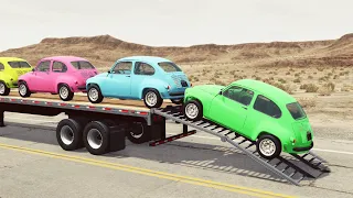 Small Cars Transporatation with Truck on Flatbed Trailer 2 – BeamNG.Drive