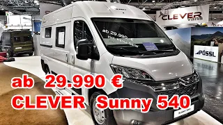 Preisknaller Clever Sunny 540 ab 29.990 € | 2 Personen Van ausführliche Roomtour Caravan Salon 2021