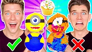 CUPCAKE ART CHALLENGE!!! Learn How To Make Minions Star Wars Jedi & Mario Nintendo Food DIY Pancake