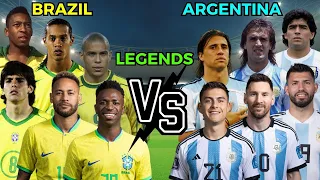 BRAZIL🆚ARGENTINA LEGENDS (Pele Maradona Messi Neymar R9 Ronaldinho )😮🔥 Extreme Trio Comparison