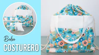 Cómo hacer un BOLSO COSTURERO de tela | CESTA para labores