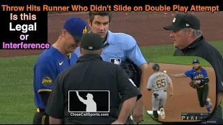 Suwinski Hit by Throw on Double Play Attempt As He Didn't Slide into 2B...Is this Interference?