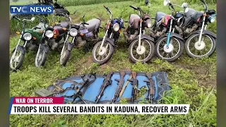 WATCH: 'Scores of Bandits' Ki**ed, Guns Recovered as Troops Raid Hideout in Kaduna