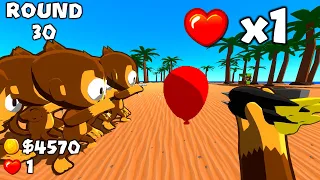 *1 LIFE ONLY* Mode In FIRST PERSON BLOONS Is TERRIFYING! (Bloons FPS MOD)