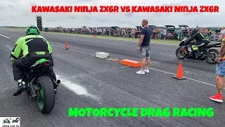 Kawasaki Ninja ZX6R vs Kawasaki Ninja ZX6R motorcycle drag race 1/4 mile 🏍🚦 - 4K UHD