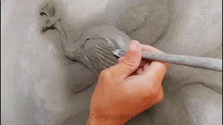 Make a peacock bas-relief, amazing / cement