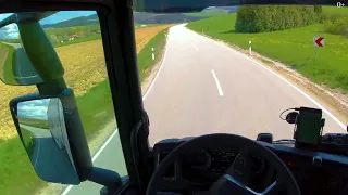 Truck Driving across the Germany green european Forest nice views