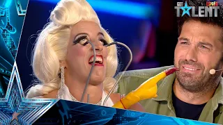 A girl sticks a sword through HER MOUTH and hooks her EYES | Auditions 2 | Spain's Got Talent 2021