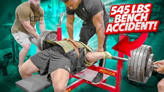 EXTREMELY CLOSE CALL WITH A 545 LBS/247 KG BENCH PRESS ACCIDENT!