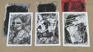 Dan Tirels Monoprinting with 3 types of recycled plastic