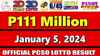 Lotto Result Today 9pm January 5 2024 6/58 6/45 4D Swertres Ez2 PCSO