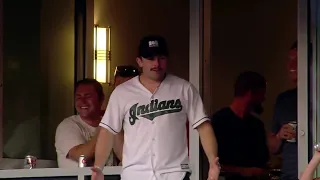 Baker Mayfield, the QB of Cleveland Browns shotguns a beer at Indians VS Cleveland game