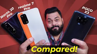 realme 7 Pro vs POCO X3 vs realme Narzo 20 Pro Full Comparison ⚡ Which One Should You Buy???