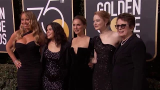 Natalie Portman, Emma Stone and Mariah Carey Golden Globe Awards Fashion Arrivals (2018)| ScreenSlam