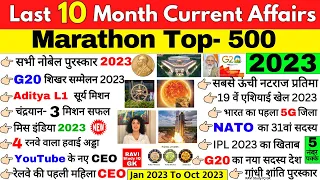 Last 10 months Current Affairs 2023 | Jan to Oct Current Affairs Marathon | Most Important Questions