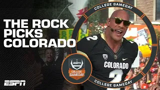 The Rock picks Colorado by revealing a Buffaloes jersey from under his jacket 🤣 | College GameDay