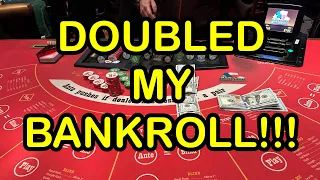 ULTIMATE TEXAS HOLD 'EM in LAS VEGAS! I DOUBLED MY BANKROLL!!! BIG WIN!!!
