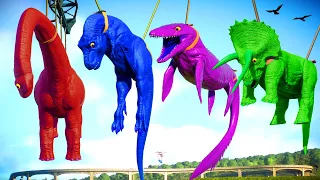 Jurassic World Evolution 2 - Brachiosaurus Color vs T-Rex vs I-Rex vs Spinosaurus , Dinosaurs Fight