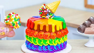 Beautiful Miniature Colorful Cake 🌈 Amazing Miniature Rainbow Chocolate Cake With IceCream