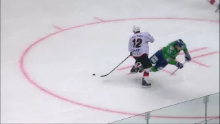 Pestunov huge open ice hit on Goncharov