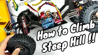 Simple Mod 1/10 RC Crawler | Droop Suspension using Rubber Band | How to Climb Steep Hill