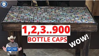 BEER BOTTLE CAP EPOXY TABLE TOP-  OVER 900 BOTTLE CAPS - WOW!!