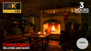 4K Christmas Cabin with Relaxing Jazz and Crackling Fireplace (3 HOURS - ORIGINAL CONTENT)