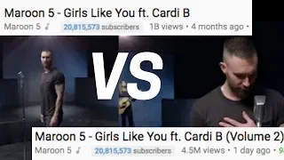 Maroon 5 - Girls Like You ft. Cardi B (Volume 1 VS Volume 2) - Side by Side Music Video Comparison