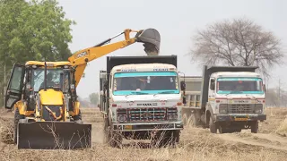 JCB 3DX Backhoe Fully Loading Mud in Tata LPK Truck and Tata 2518 Ex Truck