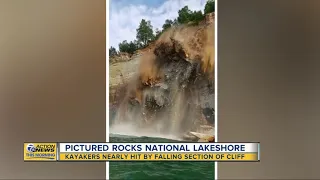 Kayakers nearly hit by falling section of cliff at Pictured Rocks