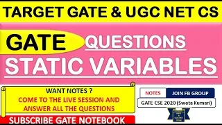 GATE PYQs On Static Variables  (10 Programming Questions) - GATE & UGC NET CS (Contact @ 8368017658)