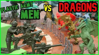 Plastic Army Men VS Dragons BASE Defense Pretend Play