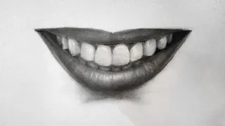 HOW TO DRAW SMILING LIPS WITH TEETH