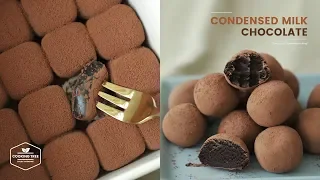 2 ingredients! Condensed milk Chocolate Truffles recipe with 2 textures * Easy Dessert