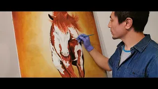 Horse Painting Time-Lapse/real time tutorial | Oil on Canvas