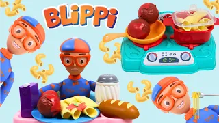 Blippi Pretend Cooking Huge Pasta Dinner Meal Time with Toy Kitchen Stove Set & Bubble Bath Wash!