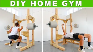 DIY HALF RACK SQUAT RACK / BENCH PRESS COMBO