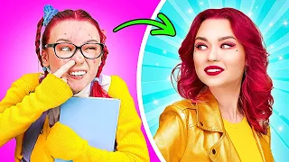 CÓMO SER POPULAR👑 || ¡Estudiantes nerds VS. populares! Trucos escolares divertidos de 123 GO! SCHOOL