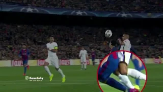 Slow Motion Foul on Suarez Penalty - Barca vs Paris 6:1