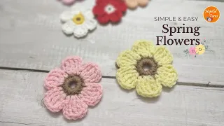 How To Crochet a Simple Flower for Beginners | Small Crochet Spring Flowers - Easy pattern