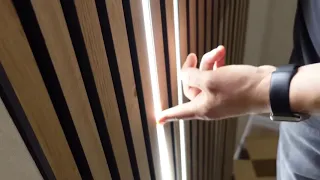 Wood Slat Wall Panels - Led strip lights installation process.