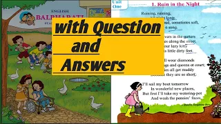 Std 4th,  Unit 1 Rain in the night poem easy  explanations with question and answer, english medium