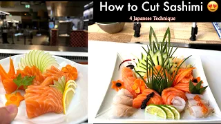 4 Japanese Sashimi Cutting Technique II Step by Step How to Cut Sashimi with Sushi Man Santosh