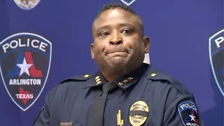 Arlington Police Chief Al Jones gets emotional providing update on officer killed in crash