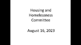 Housing and Homelessness Committee