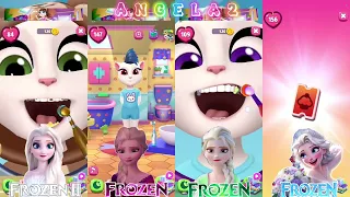 My Talking Angela 2 😻 || White vS Pink vS Green vS Blue || Frozen Elsa || Cosplay