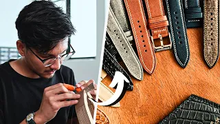 Making of a Bespoke Handmade Leather Watch Strap - Relaxing Leathercraft Film