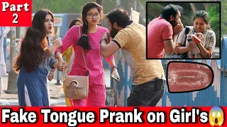 Fake Tongue Prank On Cute Girls - Best Reaction Prank On Girls 2022| Part 2 By The Crazy Infinity