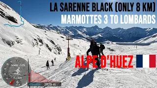 [4K] Skiing Alpe d'Huez, La Sarenne - From Marmottes 3 to Lombards (Only 8 KM), France, GoPro HERO11