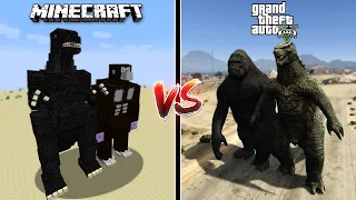 MINECRAFT KING KONG vs GODZILLA VS GTA 5 KING KONG vs GODZILLA - WHO IS BEST?